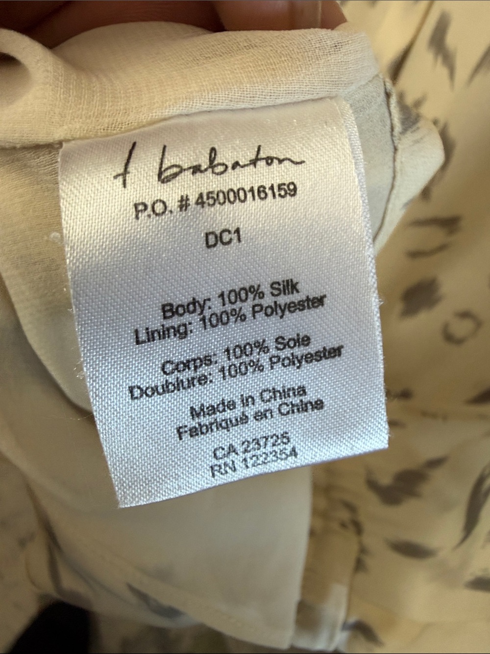 100%Silk Babaton Cream and Gray Drawstring Shirt Dress - Picture 5 of 5